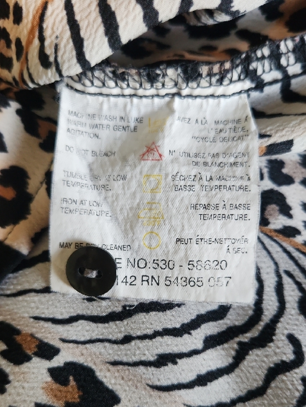 Allison Daley Animal Print Button-Up Blouse in Black, White & Tan - Picture 8 of 8